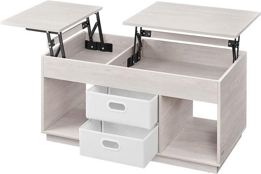 Oban Salontafel in hoogte verstelbare woonkamertafel 2 laden en verborgen vakken beige