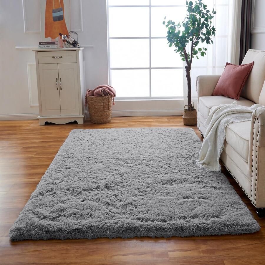 Obundi Woonkamertapijt Zacht Tapijt voor Slaapkamer Kinderkamer Woonkamer Kantoor Groot (Grijs 160x230cm)
