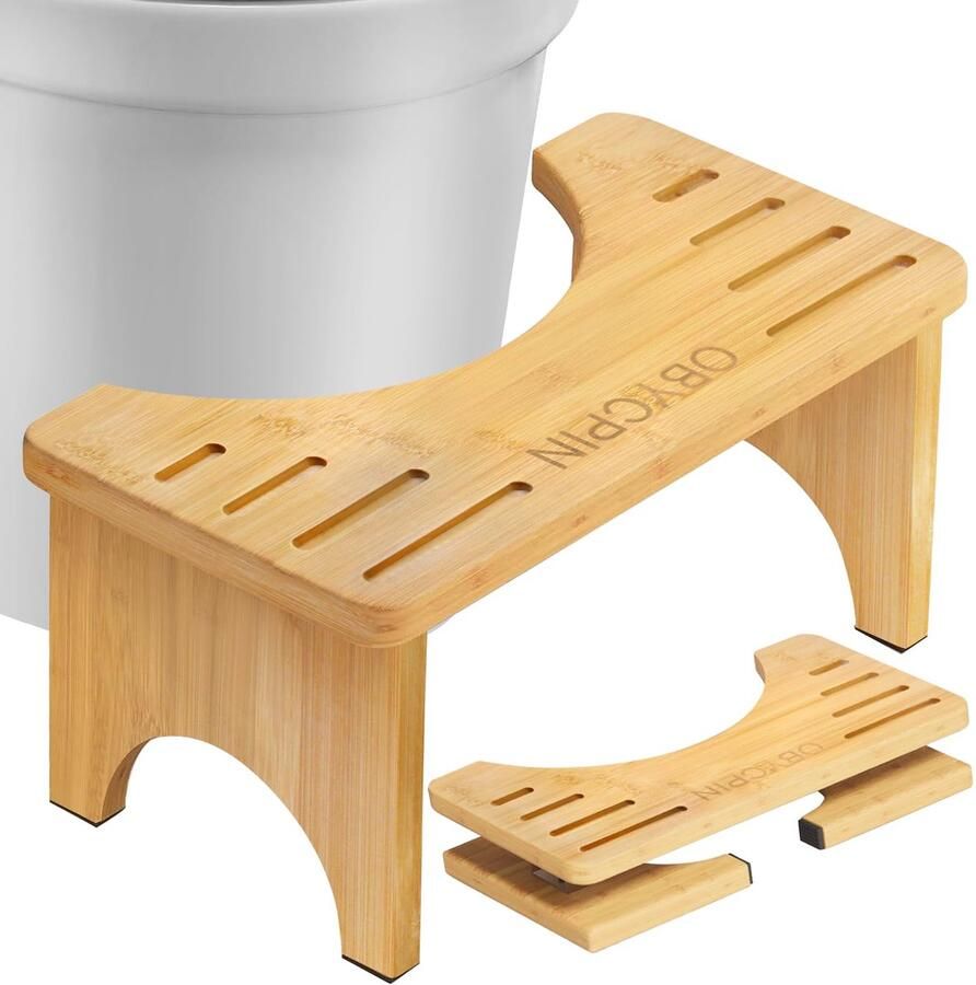 OBYCPIN Bamboe toiletkruk voor volwassenen toiletkruk ergonomische toiletkruk ter bevordering van de darmgezondheid opvouwbaar en draagbaar voor een natuurlijke toiletervaring