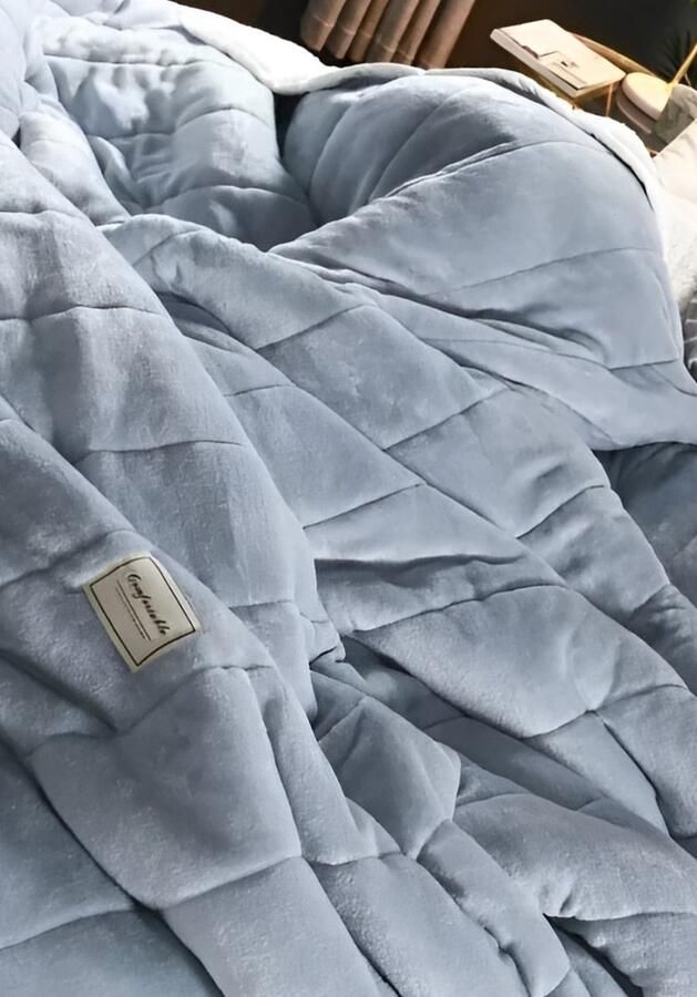 Ocean Blue Fleece Herfst Winter Warme Dekens Voor Bed 3 Lagen Dikker Flanellen Deken Quilt Zachte Comfortabele Warmte Quilts Wasbaar 200x230cm