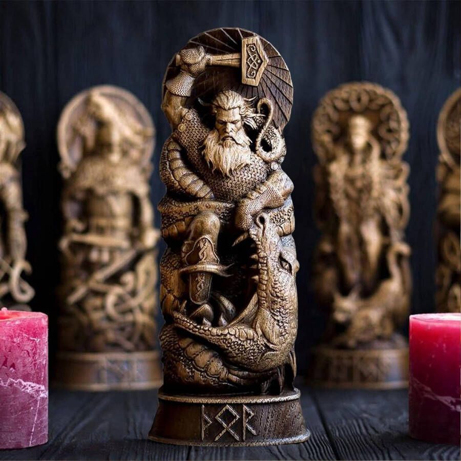 Odin figuur Odin decoratieve figuur Scandinavische goden figuren Viking decoratief standbeeld Scandinavisch Germaanse god Wodan Scandinavische goden wijnkast Shelt Bücherregal sculptuur Orament (Thor) één figuur: van Odin