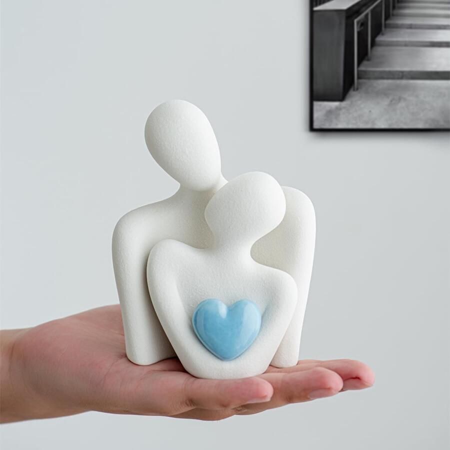 ODMYZG Omhelzend beeld van een koppel mini-koppelbeeld abstracte figuren decoratieve items voor tv-meubels woonkamers en slaapkamers. Romantische cadeaus voor Valentijnsdag jubileum en verjaardag. (Blauw M)