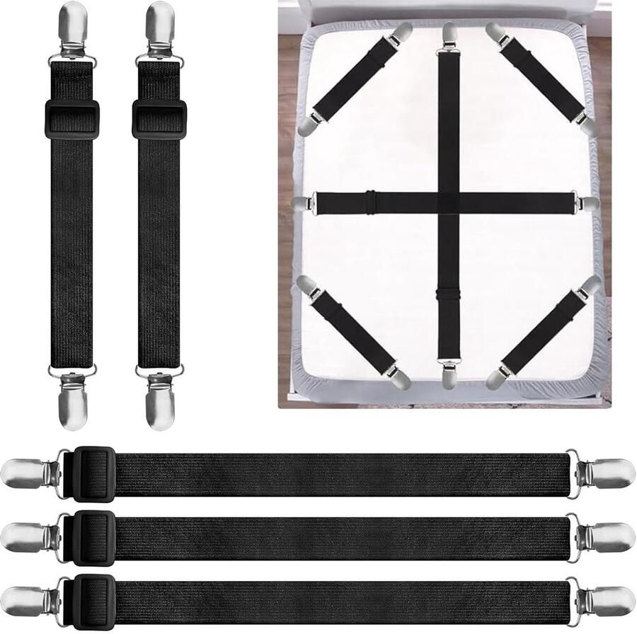 Oenothera tafelkleedklemmen (5 stuks) verborgen riem verstelbare elastische tafelkleedklemmen voor dikke tafels tuintafels en restaurants