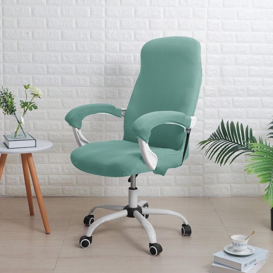 Office chair cover with armrest cover universal stretch desk chair cover computer chair cover L Blauw