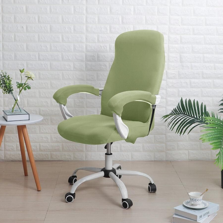 Office chair cover with armrest cover universal stretch desk chair cover computer chair cover L Lichtgroen