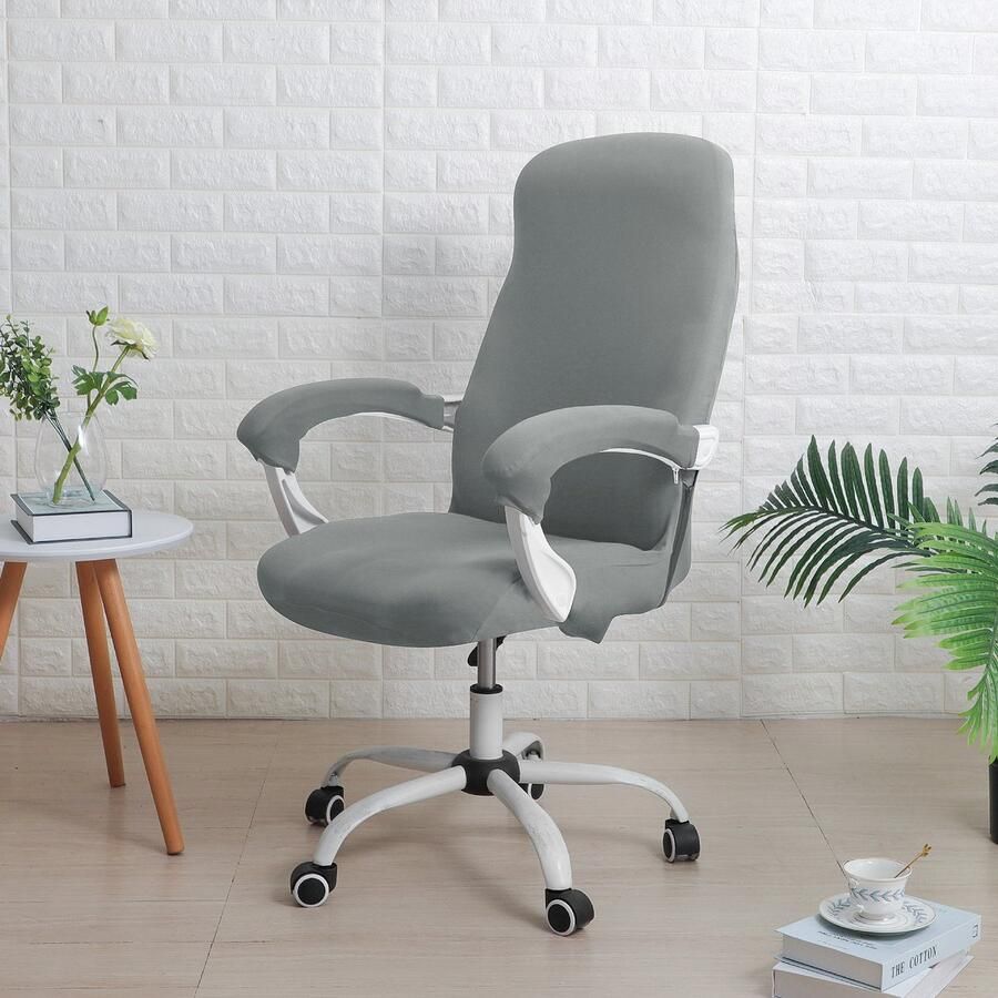 Office chair cover with armrest cover universal stretch desk chair cover computer chair cover M Lichtgrijs
