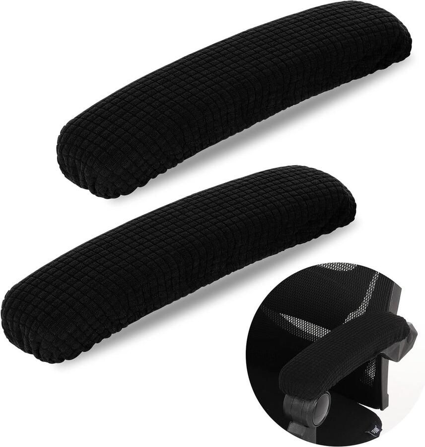 Office Chair Covers Armrest 2 Pack Stretch Polyester Office Chair Protector Relieve Elbow Discomfort Zwart Comfortabele Bescherming