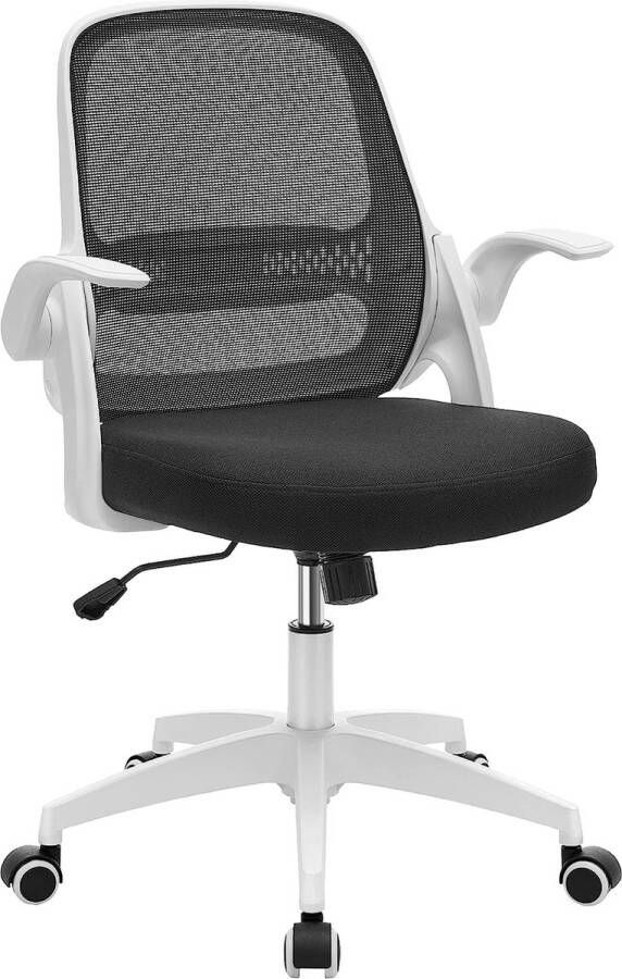 Office Chair Desk Chair Ergonomic Swivel Chair Height Adjustable Folding Armrests Rocker Function White Black