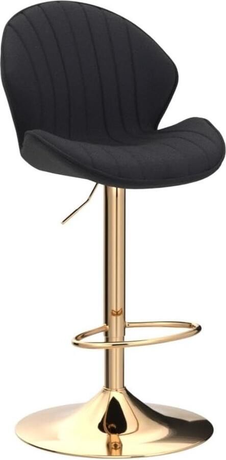 Office chairs Set van 2 verstelbare fluwelen barkrukken met een gouden voet. Deze luxe gevoerde hoge krukken in zwart zijn perfect voor de bar of keuken en combineren comfort met een elegant design