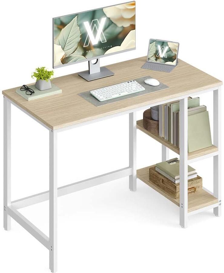 Office Desk Worktabel Studiebalie Duurzame spaanplaat en staal 100 cm x 50 cm x 76 cm Bruinwit
