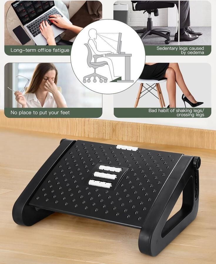 Office voetensteun verstelbare bureau en kruk 6-niveau anti-slip hoogte verstelbare home anti-slip hoogte verbetering van de beenbloeding kantoor thuis reizen - Foto 2