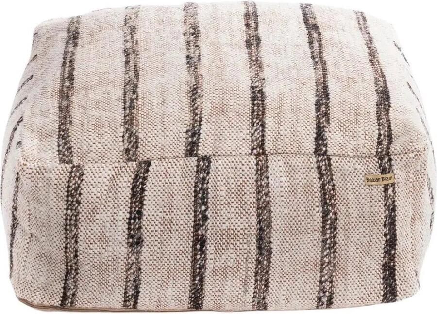 Oh My Gee Poef Bohemian White Katoenen poef Handgemaakte voetsteun Superzacht katoen 60cm x 60cm x 25cm