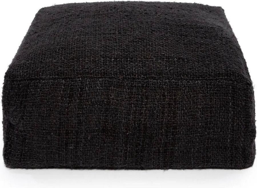 Rootz Living Rootz Oh My Gee Poef Zwart Marine Voetensteun Katoenen poef Superzachte zitting 60cm x 60cm x 25cm