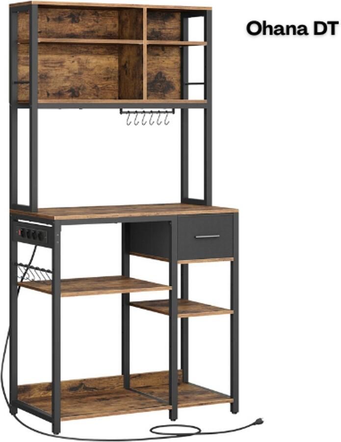 Ohana DT Open Kast Keukenkast Keukenrek Multifunctioneel 4 Stopcontacten Handige Opbergmogelijkheden Stijlvol Design