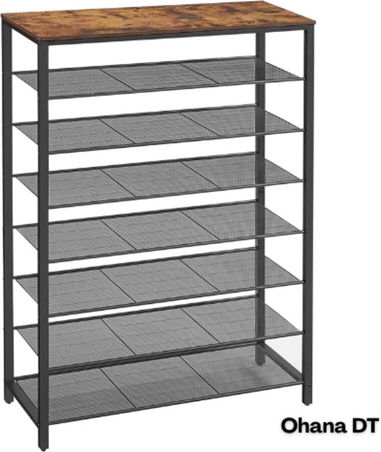 Ohana DT Schoenenrek Schoenenkast 8 Lagen 100CM Breed Max 40 Paar Schoenen Multifunctioneel Eenvoudige Montage