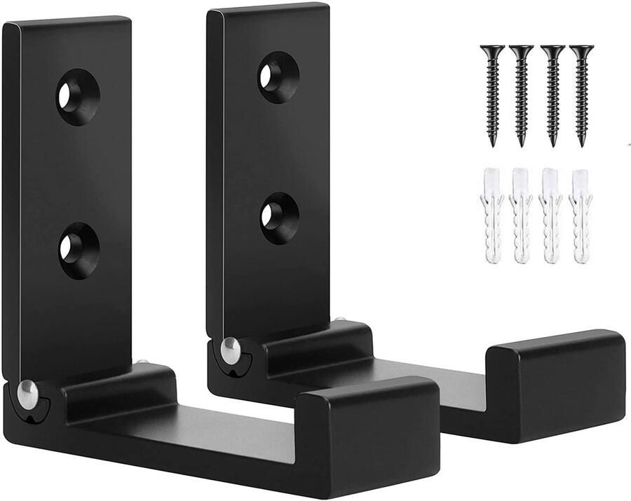 OHIYO Opvouwbare kapstokhaken 2-pack Opvouwbare wandhaken voor het ophangen van jassen wandhaken voor het ophangen van tassen rugzakken hoeden en koptelefoons (zwart)