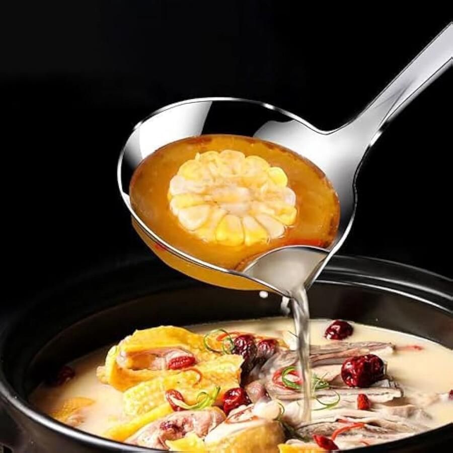 Oliefilter Lepel 304 Roestvrij Staal Soeplepel Olie Separator Gravy Voedsel Vet Separator Voor Thuis Keuken en Koken
