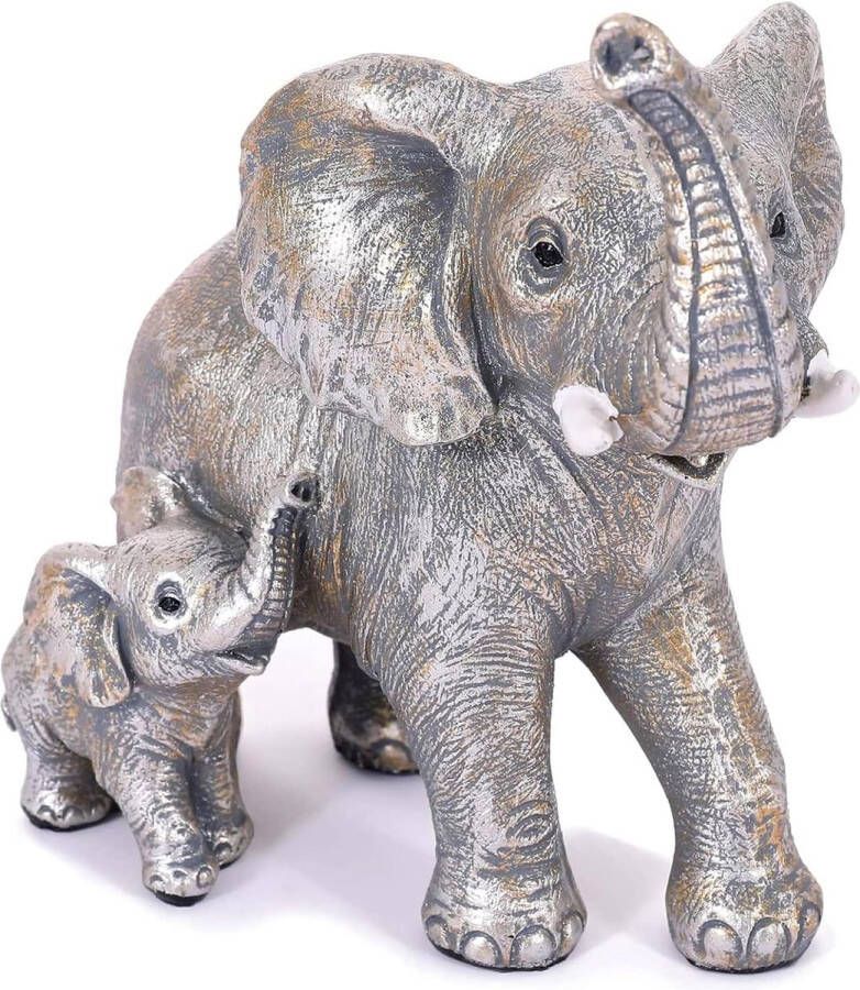 Olifant decoratie olifant standbeeld figuur moeder cadeau olifant cadeaus voor vrouwen decoratie voor woonkamer kantoor boekenkast slaapkamer zilver