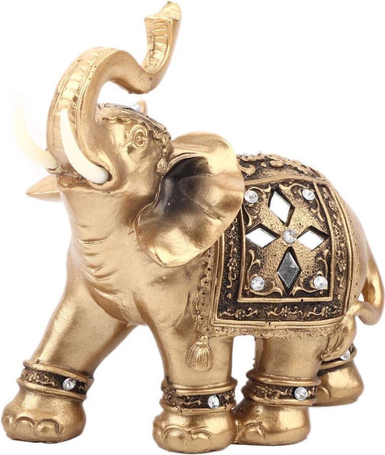 Olifantbeelden geluksolifant woondecoratie decoratieve figuren van goudmessing met slurf naar boven rijkdomgeschenk paasdecoratie cadeau voor handwerk bureau geluk verjaardag kamer