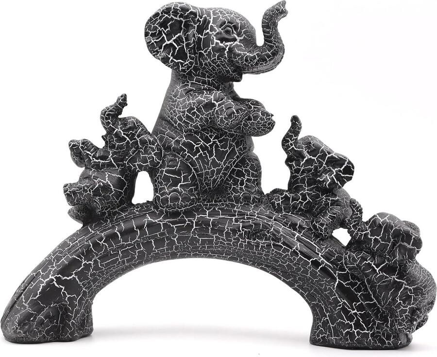 Olifantdecoratie olifantsstandbeeldfiguur sculptuur als decoratief symbool van vreugde in het gezin olifantsdecoratie voor kantoor woonkamer boekenkast slaapkamer zwart