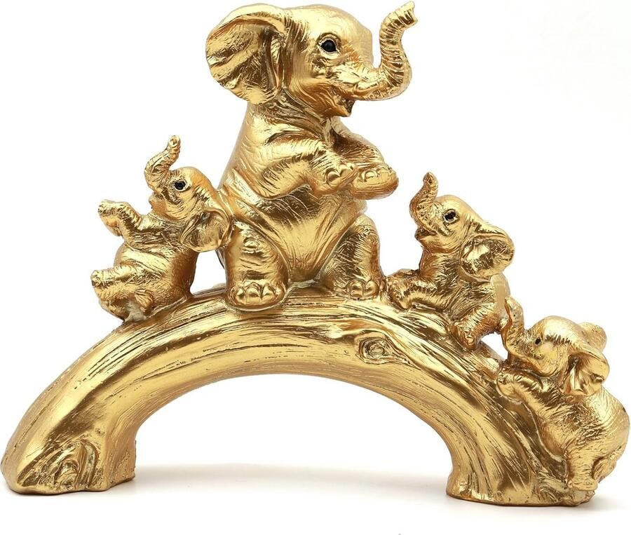 Olifantdecoratie olifantsstandbeeldfiguur sculptuur als decoratief symbool van vreugde in het gezin olifantsdecoratie voor kantoor woonkamer boekenkast slaapkamer goud