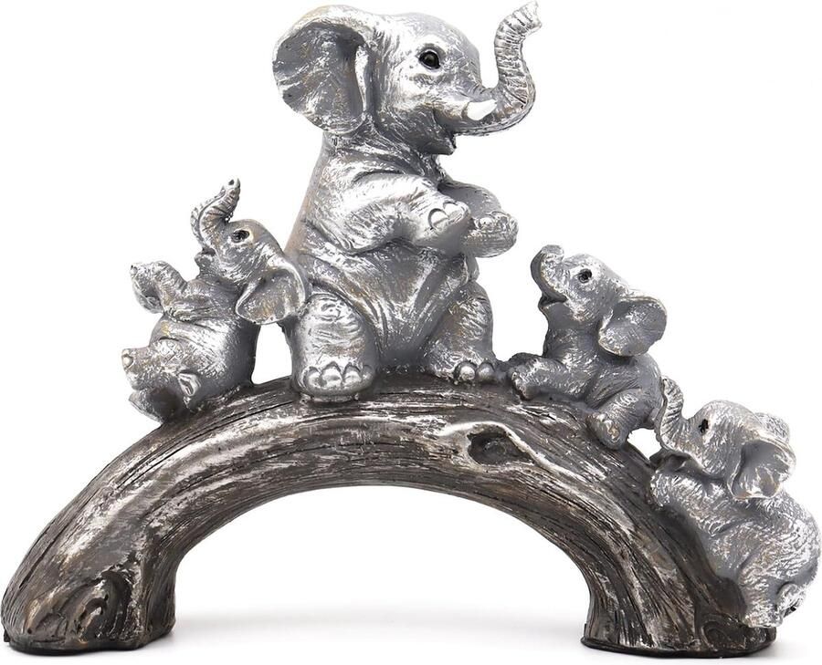 Olifantendecoratie olifantenbeeldje sculptuur als decoratief symbool voor vreugde in de familie olifantendecoratie voor kantoor woonkamer boekenkast slaapkamer zilver