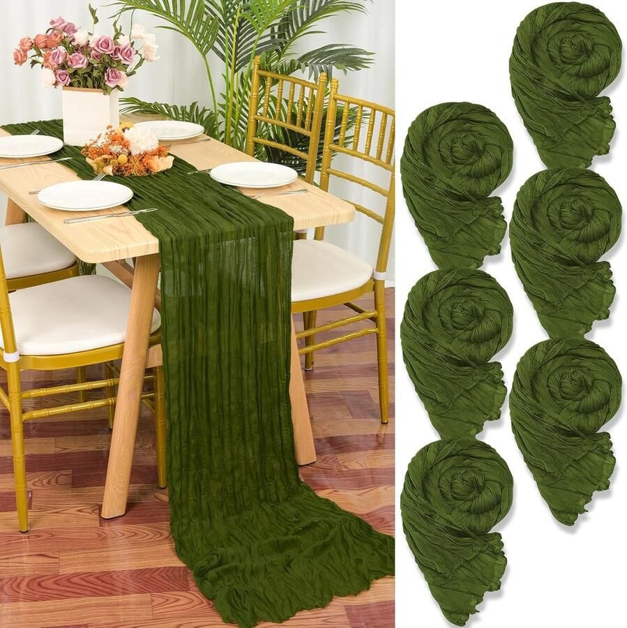 Olijfgroene Katoenen Tafelloper Set van 6 120 inch Perfect voor Bruiloften