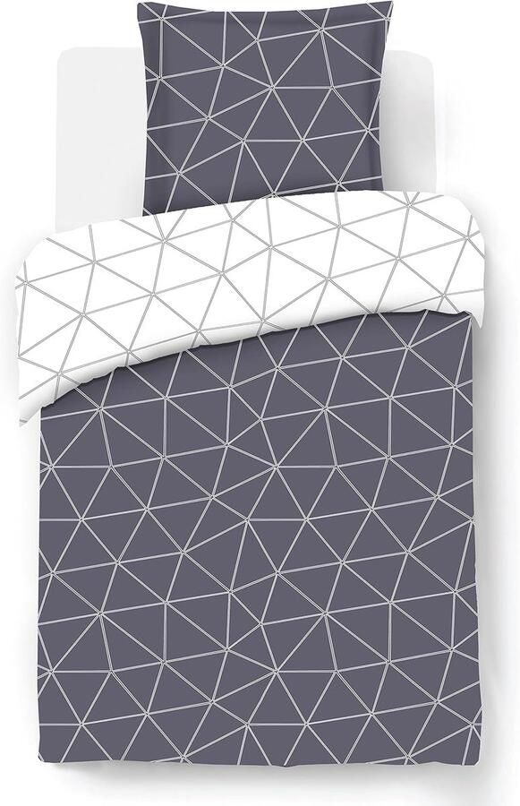 Omkeerbaar Beddengoed Set voor Eenpersoonsbed Dekbedovertrek 140 x 200 cm en Kussensloop 100% Katoen