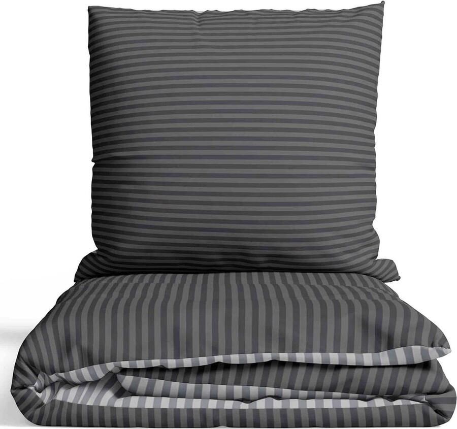 Omkeerbaar grijs-zilver beddengoedset dekbedovertrek 240 x 220 cm 2 kussenslopen tweepersoonsbed katoenen beddengoed dekbedovertrek 240 x 220 katoenen