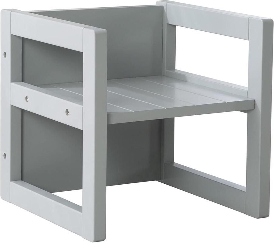 Omkeerbaar Kinderkrukje Landhuisstijl Grijs 3 Zithoogtes