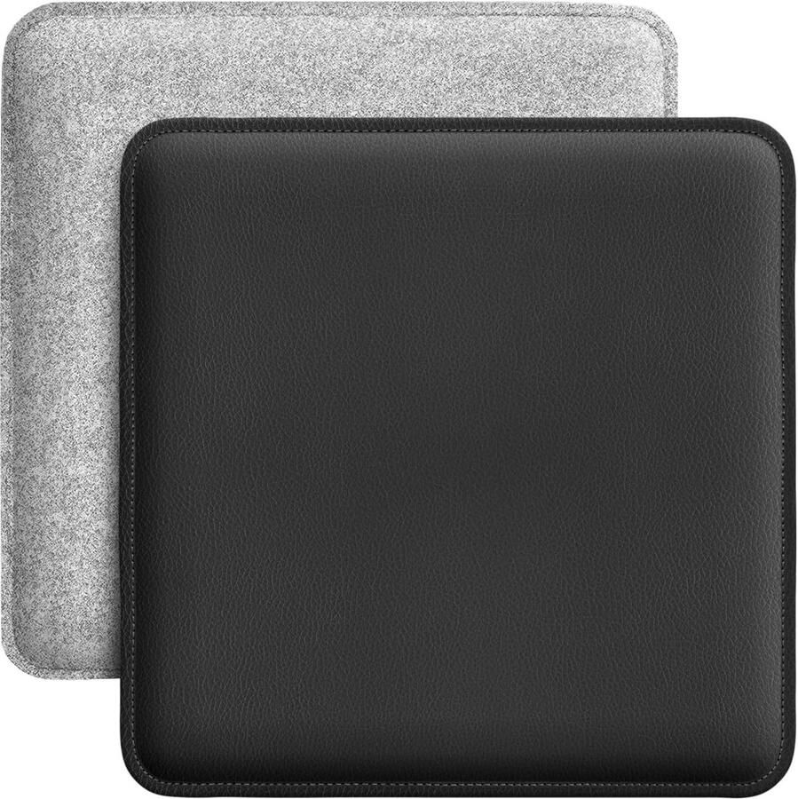 Omkeerbaar Zitkussen van Kunstleer en Vilt Rechthoekig Stoelkussen 35 x 35 cm Set van 2 Voor Bank en Stoel in Lichtgrijs-Zwart