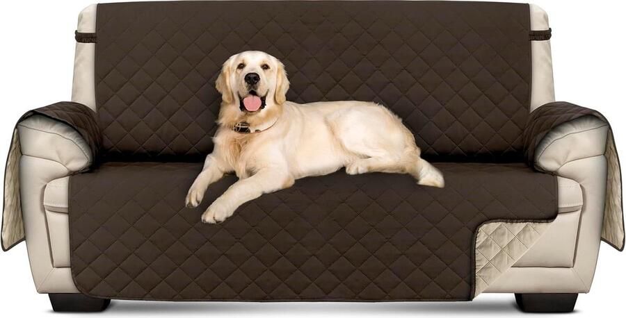 Bankhoes voor 2-zitsbank antislip waterbestendig 1 stuk bruin beige