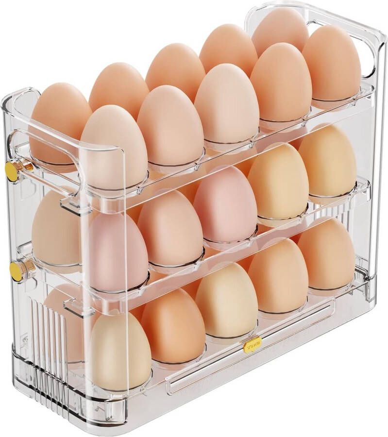 Omkeerbare eierhouders voor de koelkast 30 doorzichtige eierhouders voor de koelkast eierhouders voor het werkblad eieropslag en eierhouder (transparant)