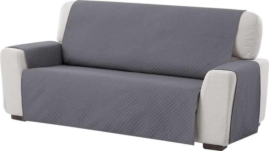 Hoes 2-zitsbank Omkeerbare gewatteerde bankhoes lichtgrijs