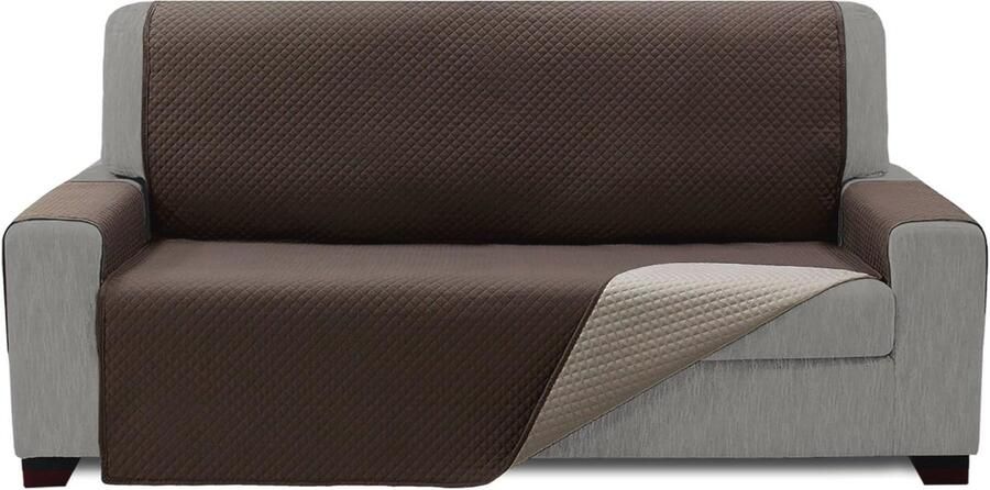 Omkeerbare Gewatteerde Bankovertrek voor 2-zits Banken Bruin en Beige Eenvoudige Installatie