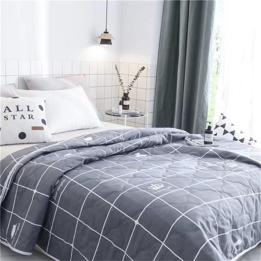 Omkeerbare Gewatteerde Bedsprei voor Eenpersoons en Tweepersoons Bedden Microvezel Dekbed Laken (Grijs 100 x 150 cm)