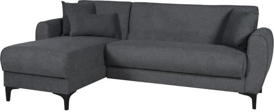Omkeerbare hoekbank 3 tot 4 slaapplaatsen BILBAO Commode 3 kussens Donkergrijze stof 229 x 81-154 x 84 cm