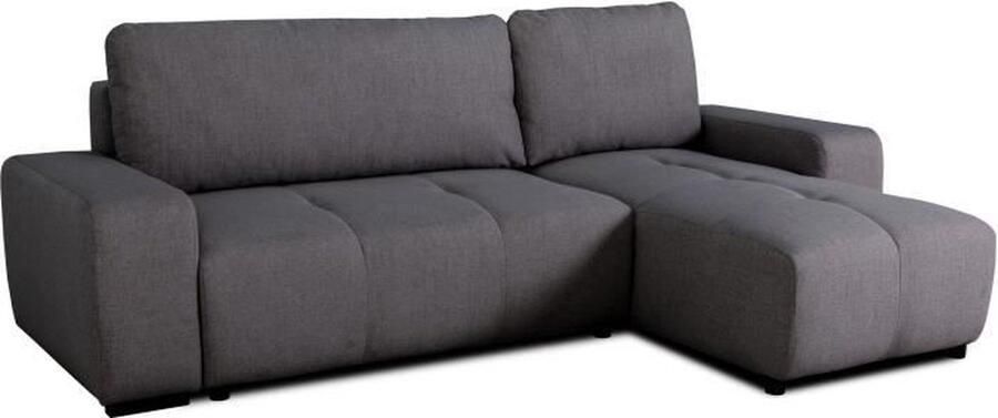 Omkeerbare hoekbank 3 zits SIERRA Met commode Antraciet stof 160 x 82 x 243 cm