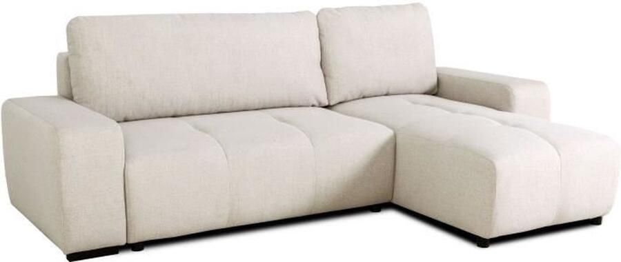 Omkeerbare hoekbank 3 zits SIERRA Met commode Beige stof 160 x 82 x 243 cm