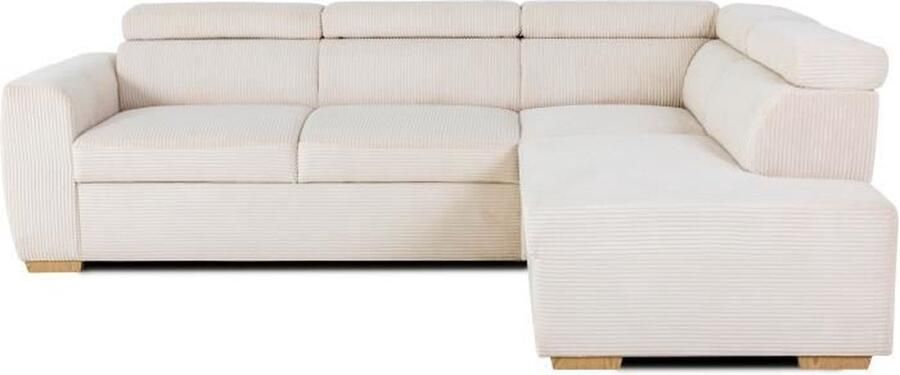 Omkeerbare hoekbank 4 plaatsen KELIO Beige corduroy stof 245 x 184 x 87cm - Foto 2