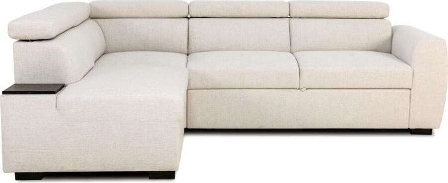 Omkeerbare hoekbank 4 5 plaatsen KELIO Beige stof 3 hoofdsteunen 245 x 184 x 77 87 cm