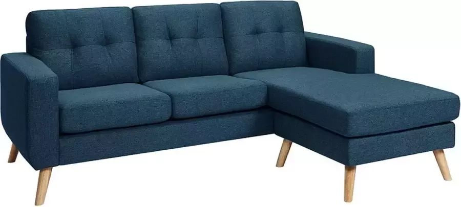 Vente-unique Omkeerbare hoekbank BARTHOLOME van stof Donkerblauw L 198 cm x H 85 cm x D 160 cm - Foto 2