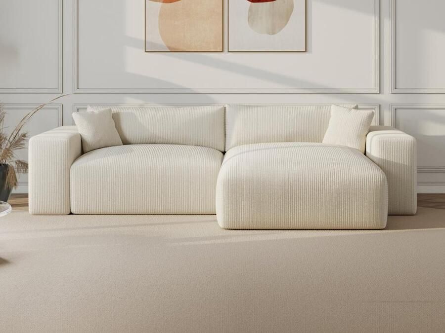 Omkeerbare hoekbank van crèmewit ribfluweel LUMIO L 310 cm x H 80 cm x D 175 cm - Foto 2