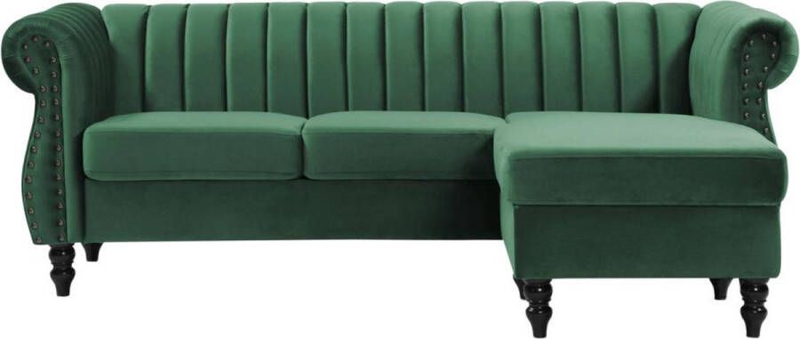 Vente-unique Omkeerbare hoekbank van spargroen velours TRUMBO L 212 cm x H 74 cm x D 148 cm - Foto 3