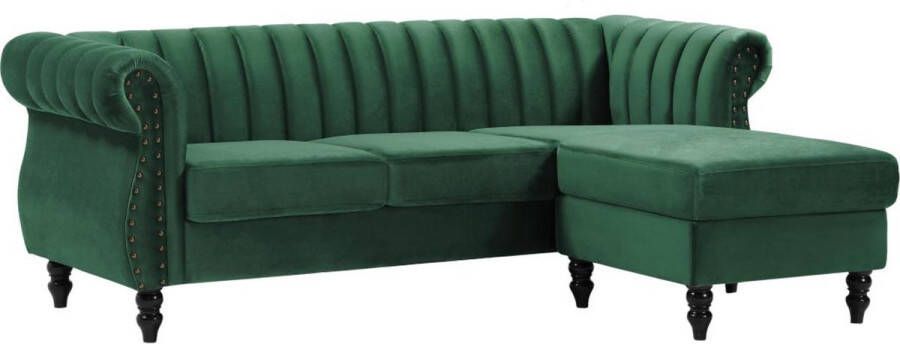 Vente-unique Omkeerbare hoekbank van spargroen velours TRUMBO L 212 cm x H 74 cm x D 148 cm - Foto 2