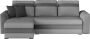Omkeerbare hoekslaapbank GIANY van stof en kunstleer Licht grijs en banden antraciet L 243 cm x H 89 cm x D 137 cm - Thumbnail 4