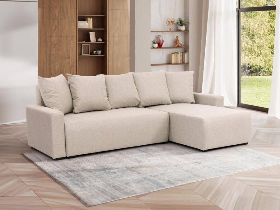 Omkeerbare hoekslaapbank van beige stof LADAZIA L 234 cm x H 85 cm x D 152 cm