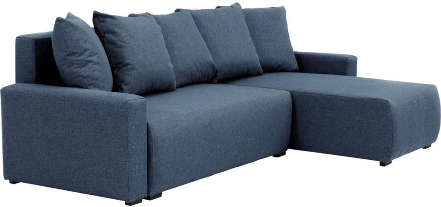 Omkeerbare hoekslaapbank van blauwe stof LADAZIA L 234 cm x H 85 cm x D 152 cm