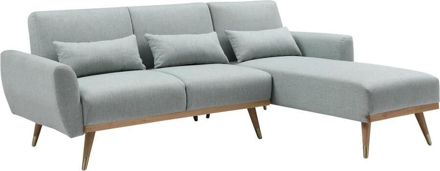Vente-unique Omkeerbare hoekslaapbank van grijsgroene stof ANDINO L 223 cm x H 84 cm x D 164 cm