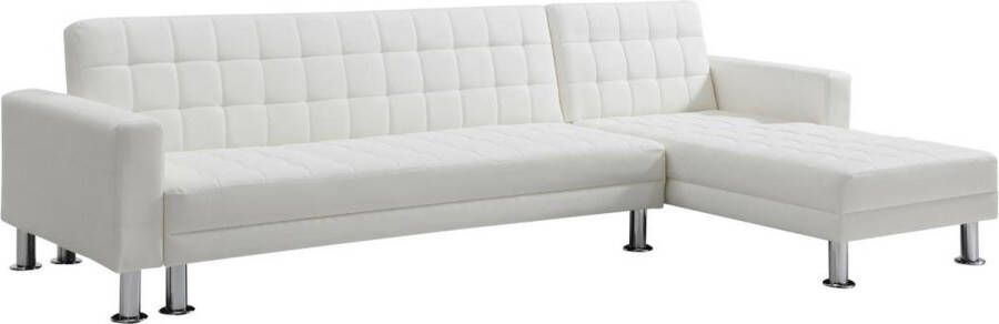 Vente-unique Omkeerbare hoekslaapbank van wit kunstleer WILLIS II L 290 cm x H 79 cm x D 173 cm - Foto 3